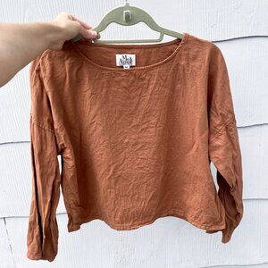 Me & Arrow Drop Shoulder Pullover in Clay Flannel